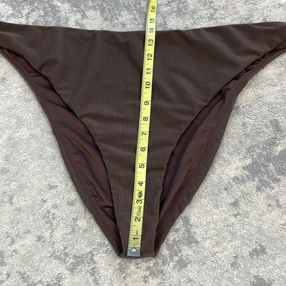 New Good American Ribbed Better Bikini Bottom Swim Cheeky Brown Sz 7 - Picture 7 of 9